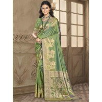 Bunawat Silk Priya Silk Saree Green