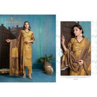 Sparkle Pure Viscose Silk Digital Print Suit Golden