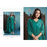 Sparkle Pure Viscose Silk Digital Print Suit Green