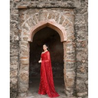 Super Hit Bollywood Blockbuster Sequins Design Georgette Saree Red