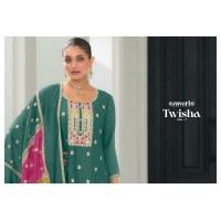 Twisha Vol-03 Heavy Chinon with  Embroidery Work Green