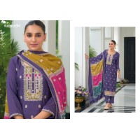 Twisha Vol-03 Heavy Chinon with  Embroidery Work Purple