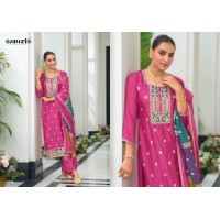 Twisha Vol-03 Heavy Chinon with  Embroidery Work Pink