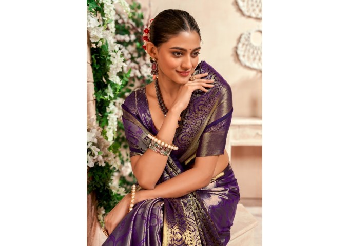 RajPath Fabrics Venkatgiri Silk Saree Purple