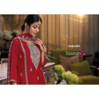 Yasmine Vol-2 Heavy Chinon with  Embroidery Work Suits Red