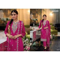 Yasmine Vol-2 Heavy Chinon with  Embroidery Work Suits Pink