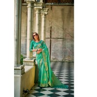 RajPath Fabric Zil-Mil Silk Saree Green 2