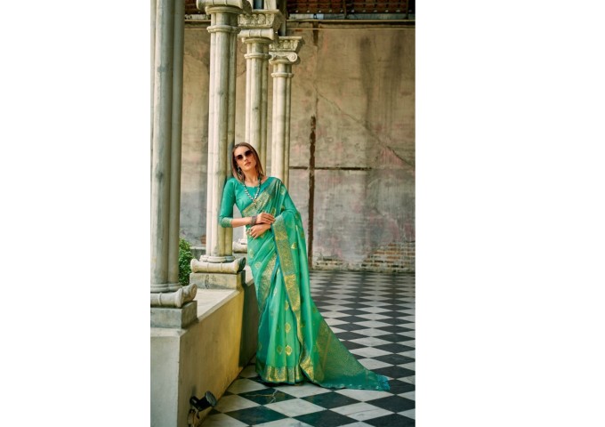 RajPath Fabric Zil-Mil Silk Saree Green 2