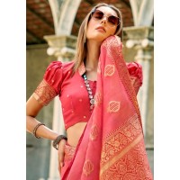 RajPath Fabric Zil-Mil Silk Saree Pink