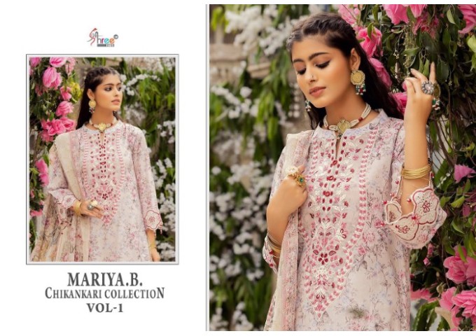 MARIYA B CHIKANKARI COLLECTION VOL-01 PINK|MULTI COLOR