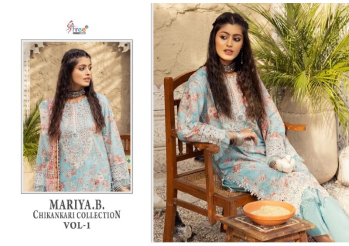 MARIYA B CHIKANKARI COLLECTION VOL-01 SKY BLUE| MULTI COLOR 2