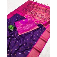 Chandrakore Paithani Soft Pethani Silk Saree BLue|Pink