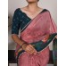 Chic With Floral Print With Pearl Lace Border Georgette Saree Pink