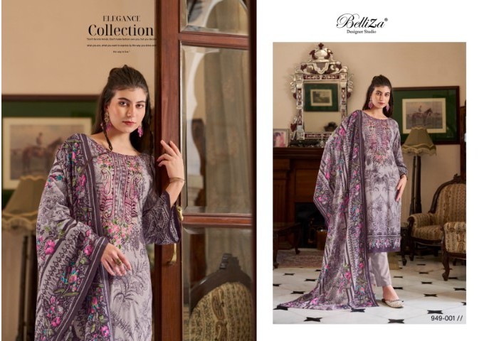 Naira Vol 67 By Belliza Suit With Pure Mal Mal Cotton Dupatta Purple| Multi Color 2