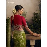 Kimora Radha Rani Pure Dola Silk with Fancy Based Fabric Saree Green 2