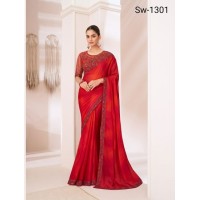 Sandalwood 13th Edition Soft Satin Silk , Fancy Fabric and Bangalori Silk Blouse Saree 1301