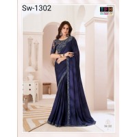 Sandalwood 13th Edition Soft Satin Silk , Fancy Fabric and Bangalori Silk Blouse Saree 1302