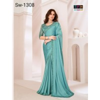 Sandalwood 13th Edition Soft Satin Silk , Fancy Fabric and Bangalori Silk Blouse Saree 1308