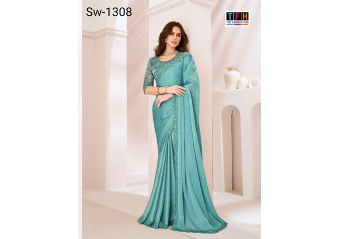 Sandalwood 13th Edition Soft Satin Silk , Fancy Fabric and Bangalori Silk Blouse Saree 1308