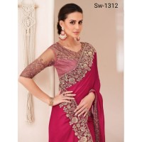 Sandalwood 13th Edition Soft Satin Silk , Fancy Fabric and Bangalori Silk Blouse Saree 1312