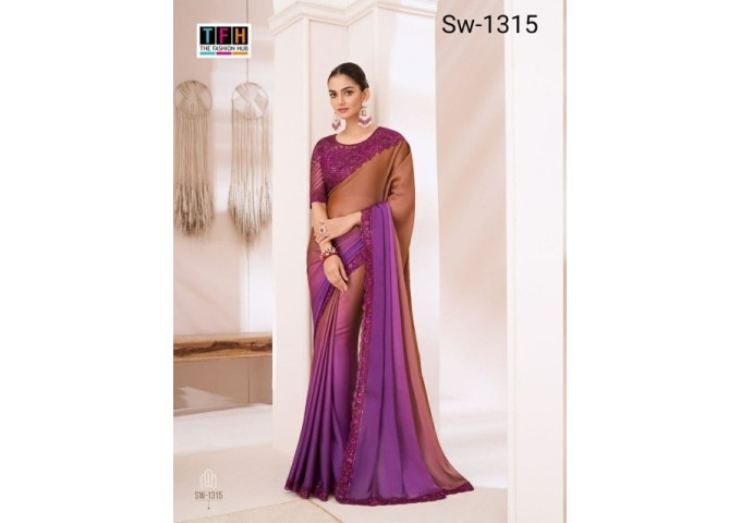 Sandalwood 13th Edition Soft Satin Silk , Fancy Fabric and Bangalori Silk Blouse Saree 1315