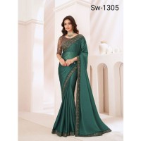 Sandalwood 13th Edition Soft Satin Silk , Fancy Fabric and Bangalori Silk Blouse Saree 1305