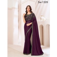 Sandalwood 13th Edition Soft Satin Silk , Fancy Fabric and Bangalori Silk Blouse Saree 1309