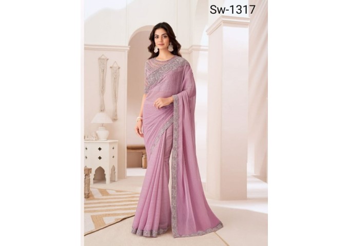 Sandalwood 13th Edition Soft Satin Silk , Fancy Fabric and Bangalori Silk Blouse Saree 1317