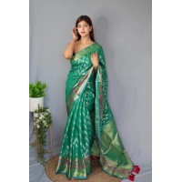 Soft Kanjivaram Silk Saree With Zari Weaving Green