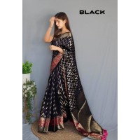 Soft Kanjivaram Silk Saree With Zari Weaving Black