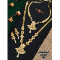 Gold Plated Two Nacklace With Earring