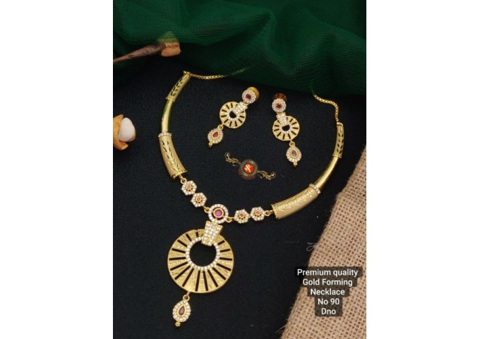 Gold PlatedOne Necklace With Earring 10