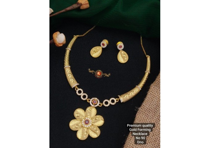 Gold PlatedOne Necklace With Earring 11