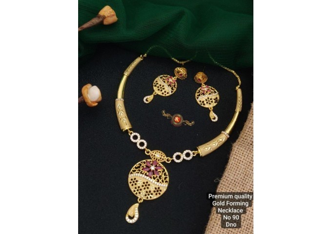 Gold PlatedOne Necklace With Earring 8