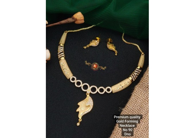 Gold PlatedOne Necklace With Earring 9